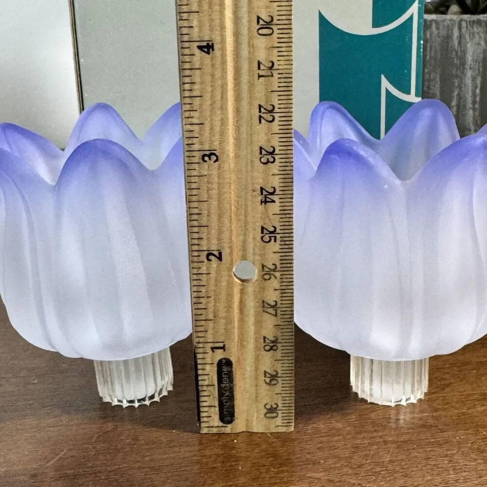 PartyLite P7118 Purple Tulip Peglites Frosted Glass Votive Candle Holders Set - Picture 3 of 4